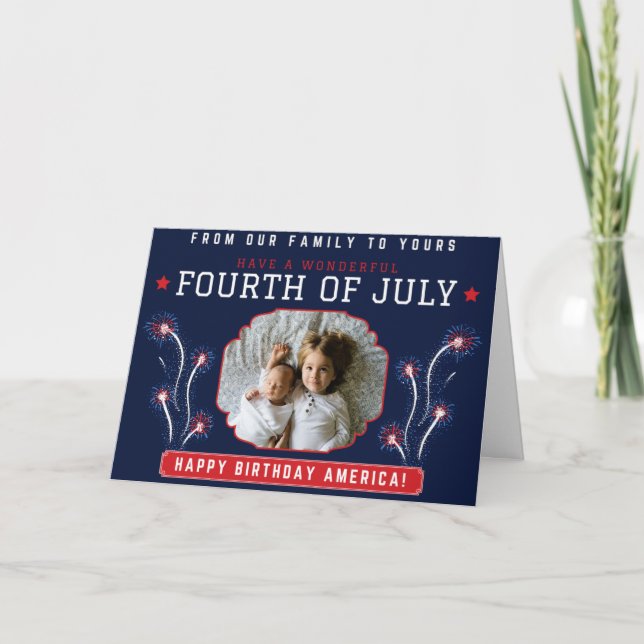 Happy Fourth Of July Family Photo Card (Front)