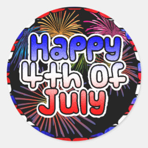 Happy Fourth of July Fireworks Stickers
