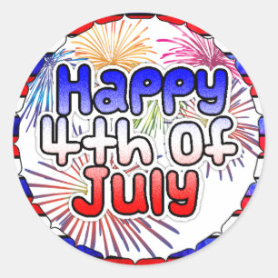 Happy Fourth of July Fireworks Stickers