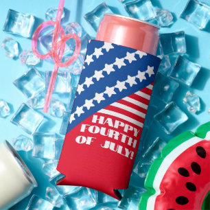 "Happy Fourth Of July." Funny Quote. Summer Party Seltzer Can Cooler