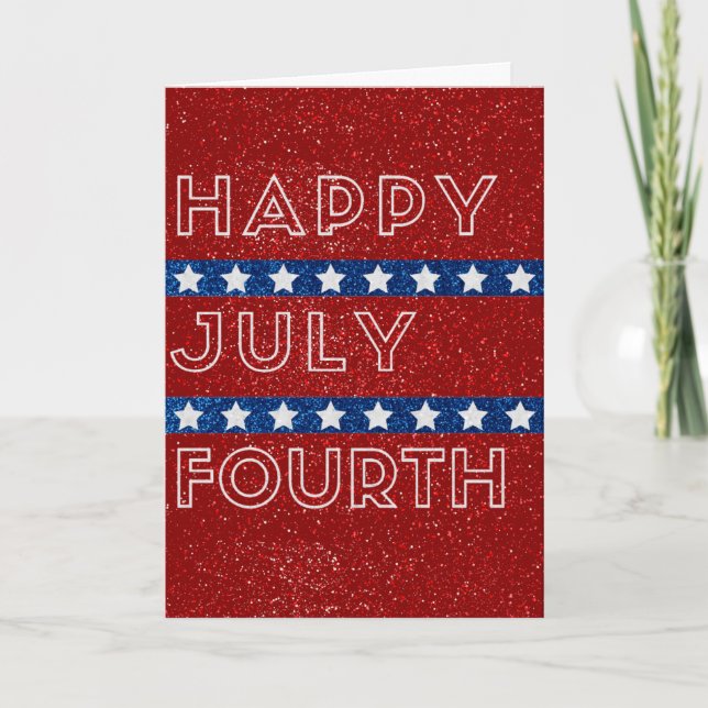 Happy Fourth Of July Glitter Card (Front)