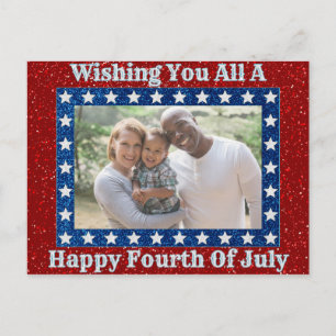 Happy Fourth Of July Glitter Family Photo Postcard