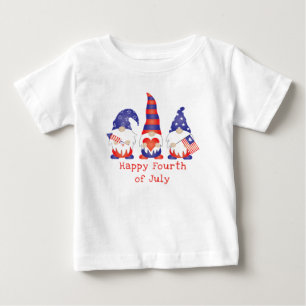 Happy Fourth Of July Gnome Red White Blue Baby T-Shirt