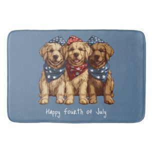 Happy Fourth Of July Golden Retriever Dogs Bath Mat