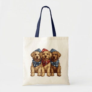 Happy Fourth Of July Golden Retriever Dogs Tote Bag
