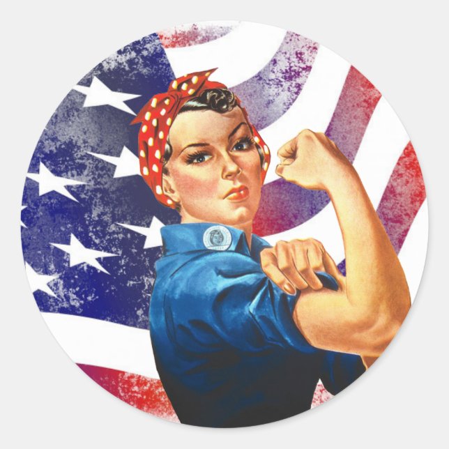 Happy Fourth of July Independant Woman Classic Round Sticker (Front)