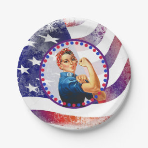 Happy Fourth of July Independant Woman Paper Plate