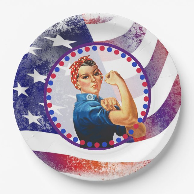 Happy Fourth of July Independant Woman Paper Plate (Front)