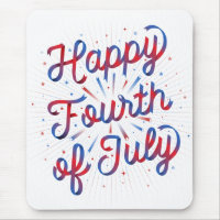 Happy Fourth of July Mousepad / White