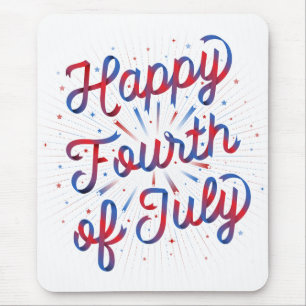 Happy Fourth of July Mousepad / White