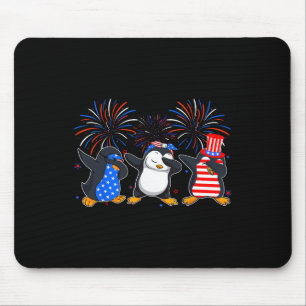 Happy Fourth Of July - Patriotic Animals - Penguin Mouse Mat