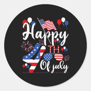 Happy Fourth Of July Patriotic Us American Flag 4t Classic Round Sticker