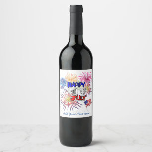 Happy Fourth of July Personalise Wine or Champagne Label