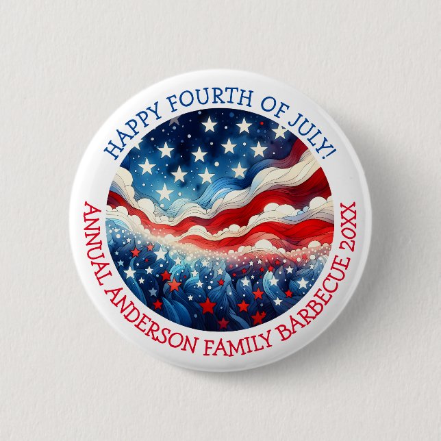 Happy Fourth of July Personalised 6 Cm Round Badge (Front)
