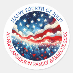 Happy Fourth of July Personalised Classic Round Sticker