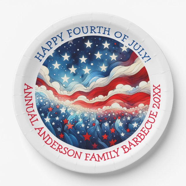 Happy Fourth of July Personalised Paper Plate (Front)