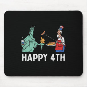 Happy Fourth Statue Of Liberty Uncle Sam Funny 4th Mouse Mat
