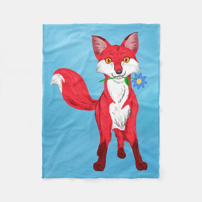 Happy Fox Fleece Blanket (Front)