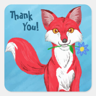 Happy Fox (Thank you!) Square Sticker