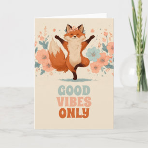 Happy Fox with Flowers – Cute Whimsical Animal Art Card
