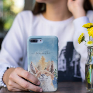 Happy Fox With name Watercolor Woodland iPhone 12 Pro Max Case