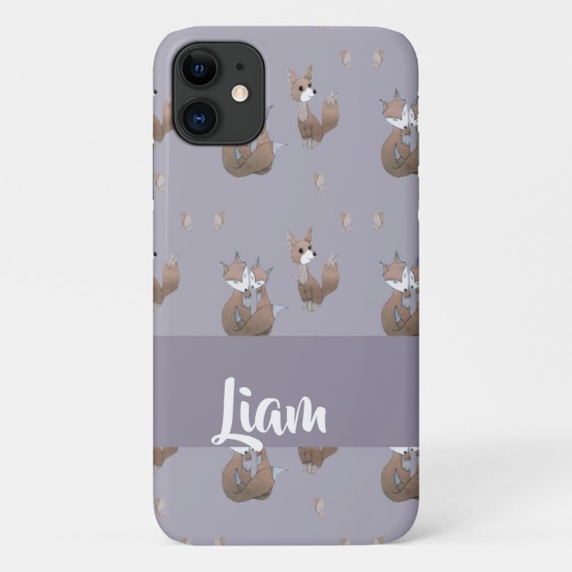 Happy foxes on grey Case-Mate iPhone case (Back)