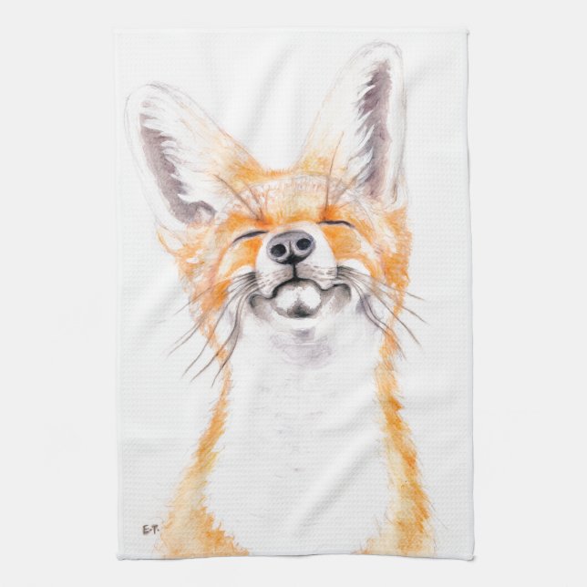 Happy Foxy Tea Towel (Vertical)
