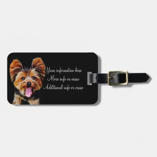 Happy fractalius Yorkie Luggage Tag