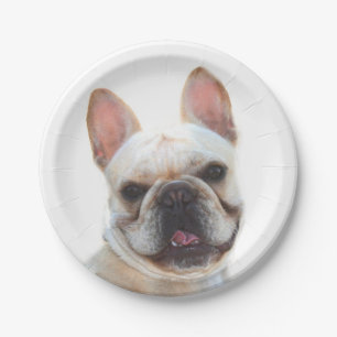 Happy French Bulldog Paper Plate