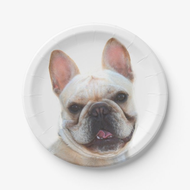 Happy French Bulldog Paper Plate (Front)