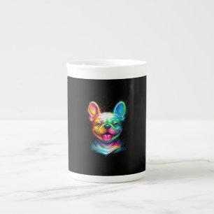 Happy French Bulldog Smiling Face Bone China Mug