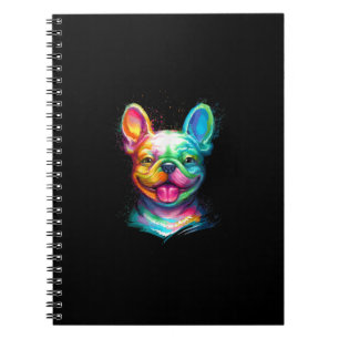happy french bulldog smiling face gift notebook