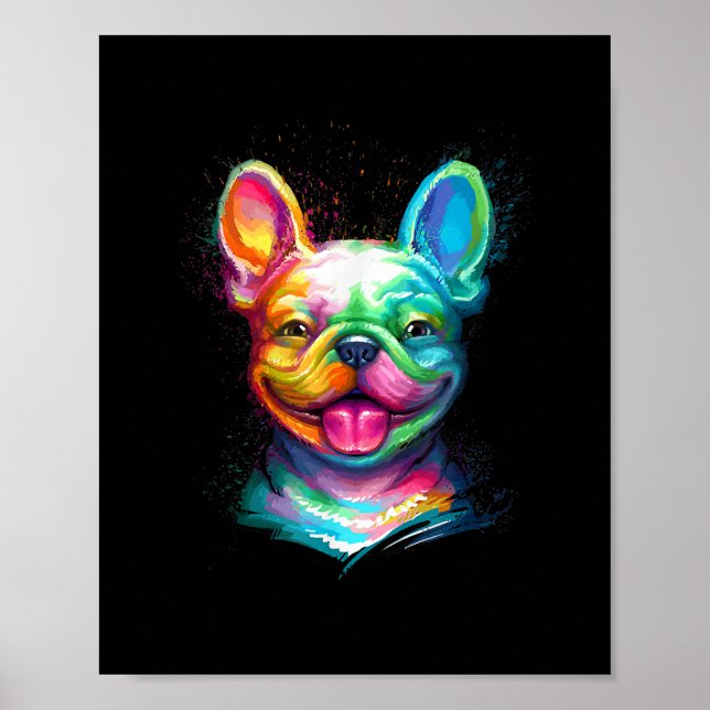 Happy French Bulldog Smiling Face Poster (Front)