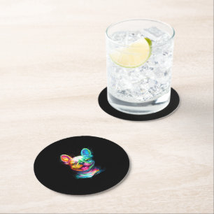 Happy French Bulldog Smiling Face Round Paper Coaster