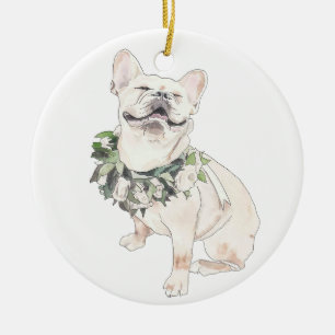 Happy Frenchie Ceramic Tree Decoration