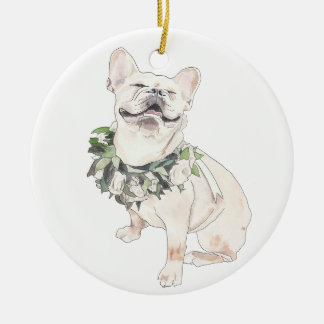 Happy Frenchie Ceramic Tree Decoration