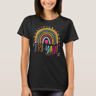 Happy Fri Yay Friday  Fun Teacher Gift Leopard Rai T-Shirt