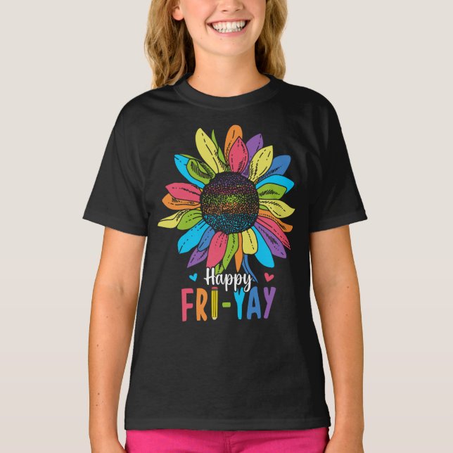 Happy Fri-Yay Friday Lovers Fun Teacher T-Shirt (Front)