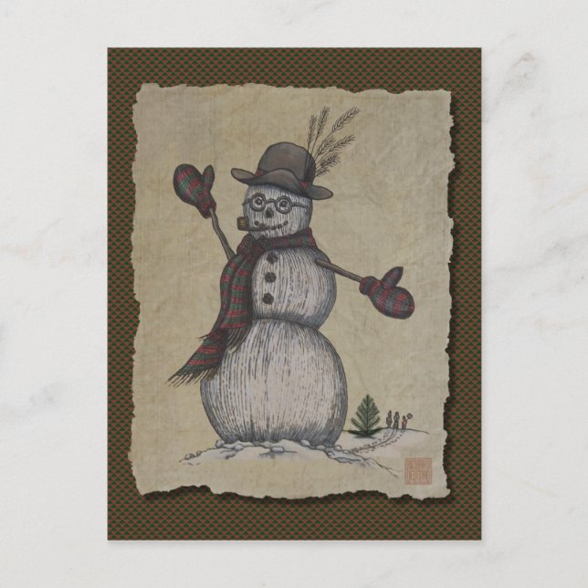 Happy Friendly Snowman Postcard (Front)