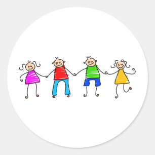 Happy Friends Classic Round Sticker