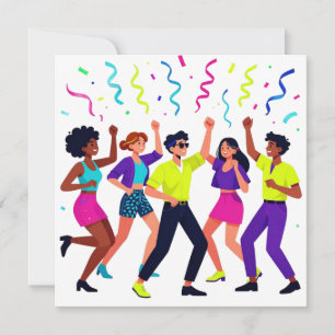 Happy Friends Dancing Party Celebration Save The Date