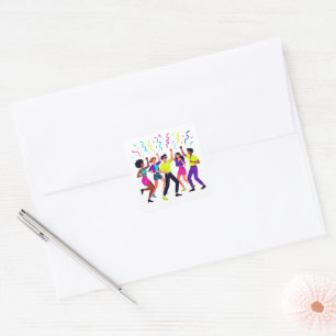 Happy Friends Dancing Party Celebration Square Sticker