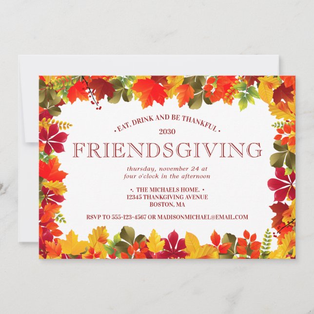 Happy Friendsgiving Autumn Dinner Party Feast Invitation (Front)