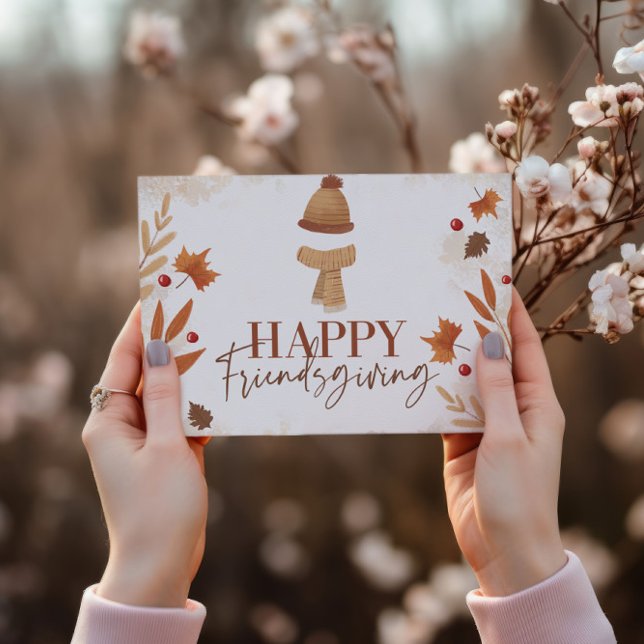 Happy Friendsgiving - Autumn Leaves & Cosy Scarf Postcard (Creator Uploaded)