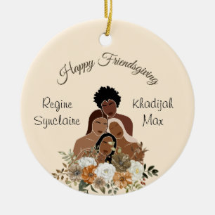 Happy Friendsgiving Boho Flower Girlfriends Bestie Ceramic Tree Decoration