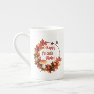 Happy Friendsgiving Fall Festive Personalised Bone China Mug