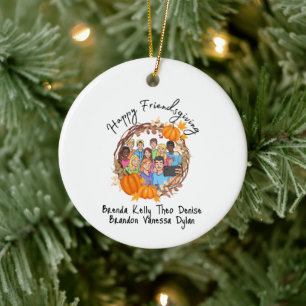 Happy Friendsgiving Fall Pumpkin Holiday Gift Ceramic Tree Decoration