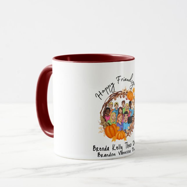 Happy Friendsgiving Fall Pumpkin Holiday Gift Mug (Front Left)