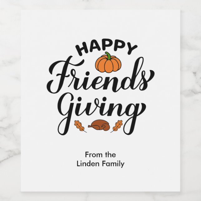 Happy Friendsgiving Personalised Wine Labels (Single Label)