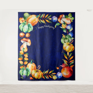 Happy Friendsgiving Photo Backdrop Fall Harvest Tapestry